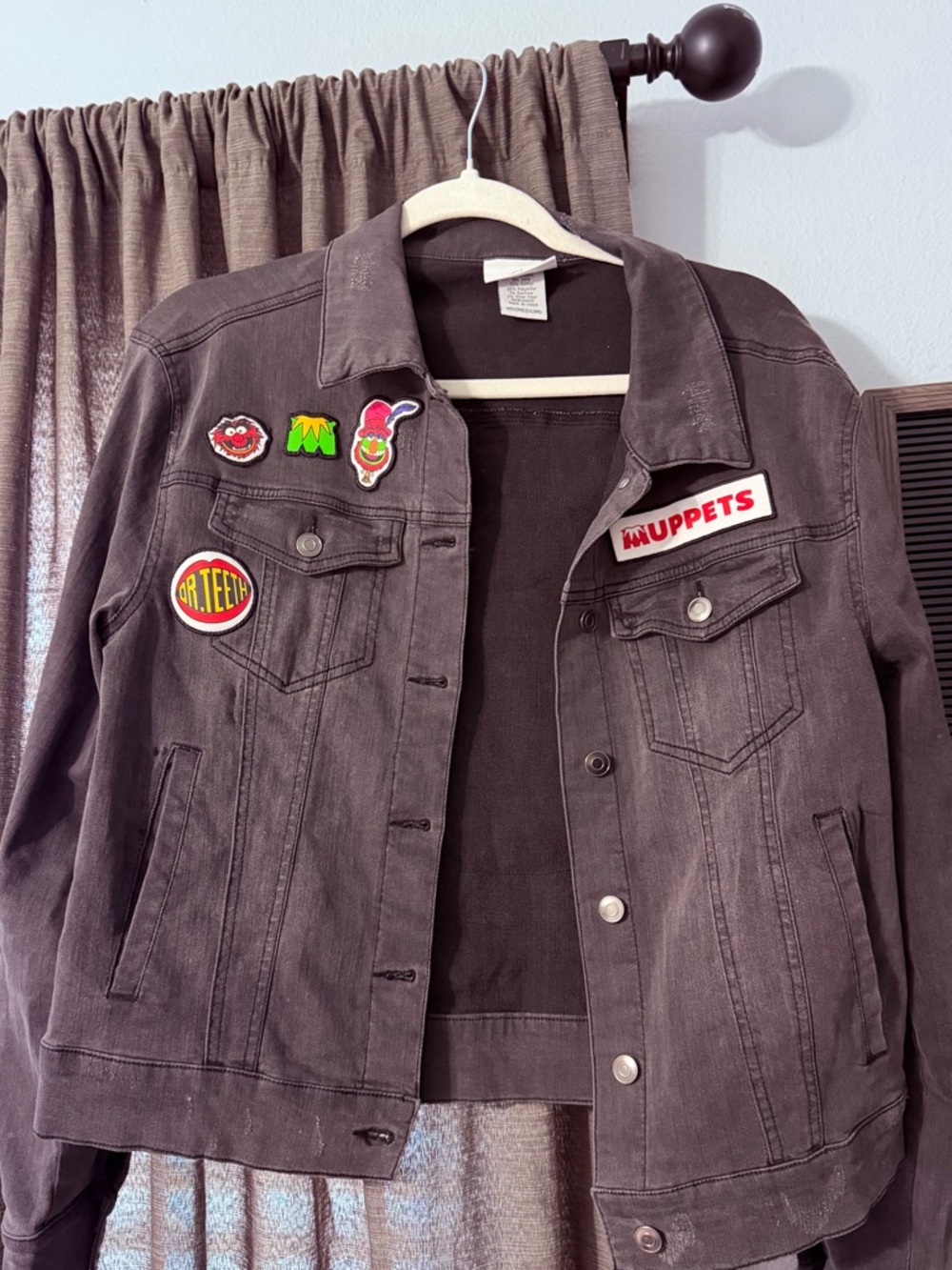 RARE The Muppets Dr. Teeth and The Electric Mayhem Black Denim Jacket